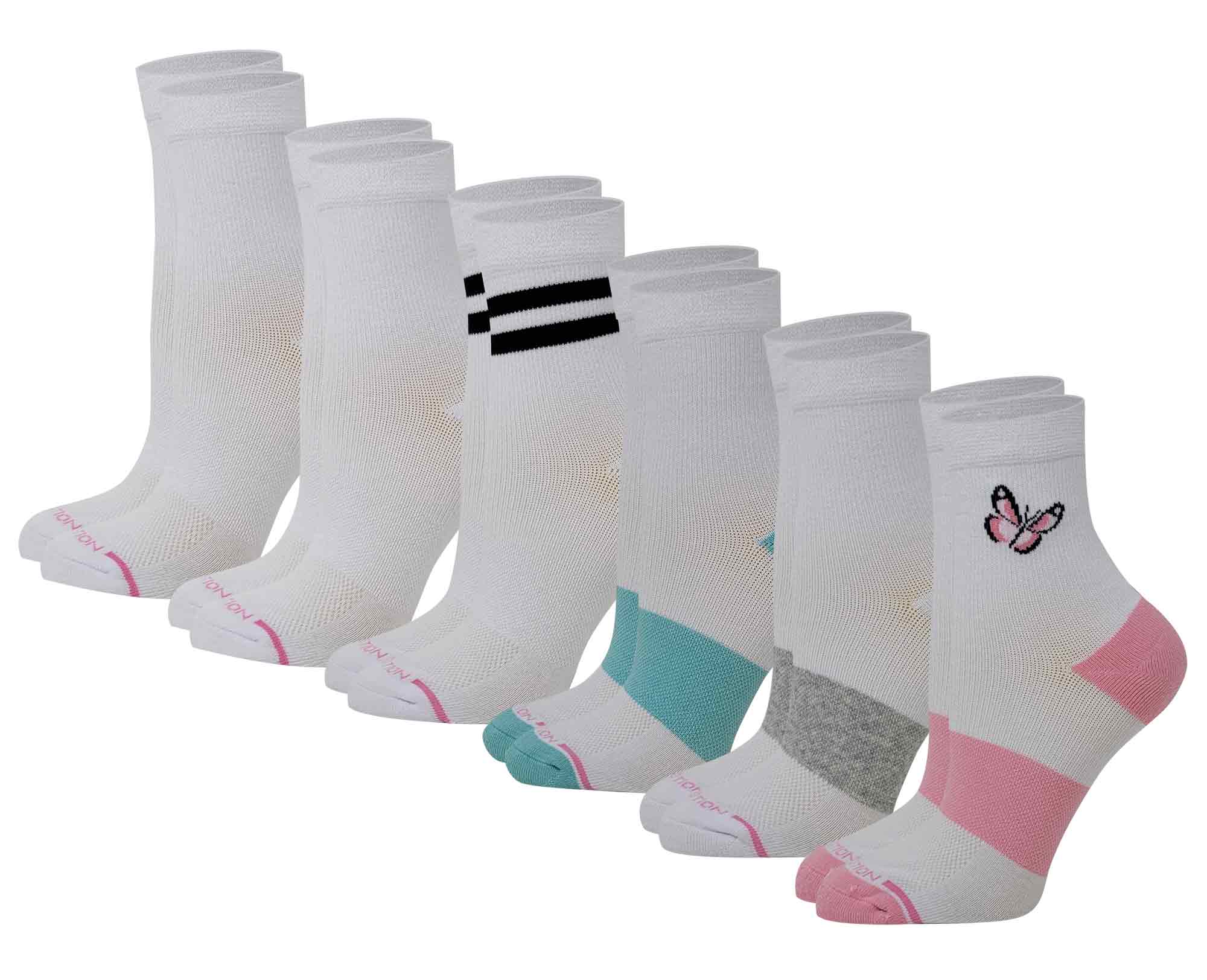 Mid-Crew Compression Socks | Assorted White Half-Cushion | Dr Motion (