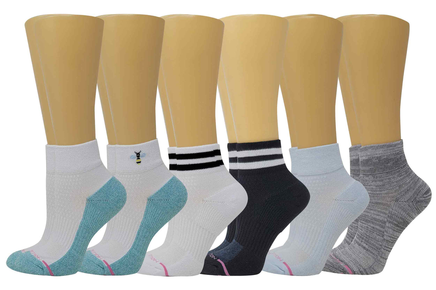 Quarter Compression Socks | Dr Motion | Assorted Half-Cushion ( 6 Pack )