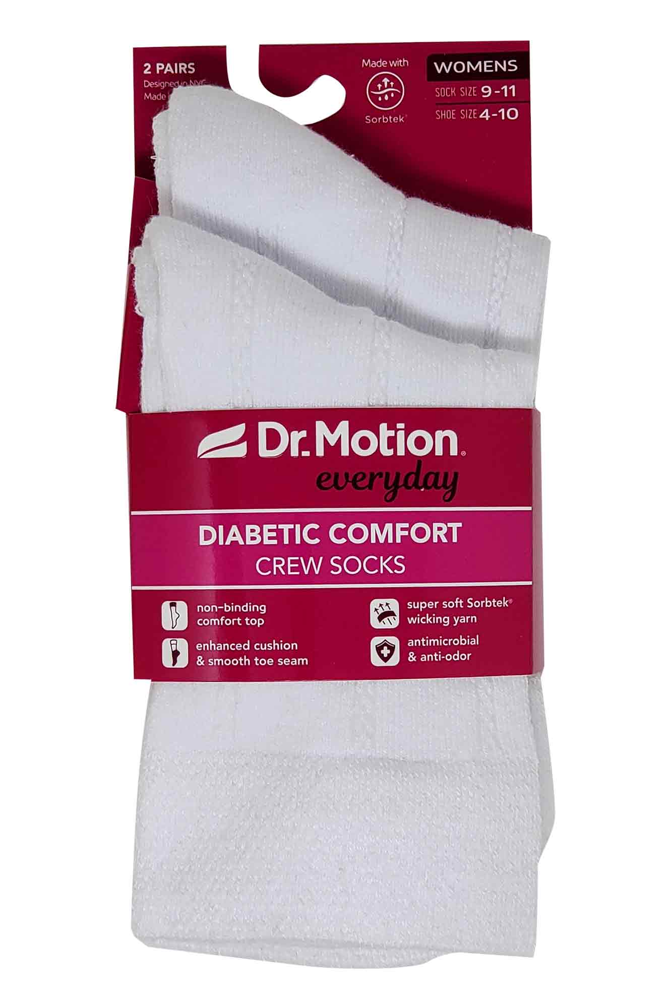 Crew Diabetic Socks | Texture Column Half-Cushion | Dr Motion ( 2 Pack )