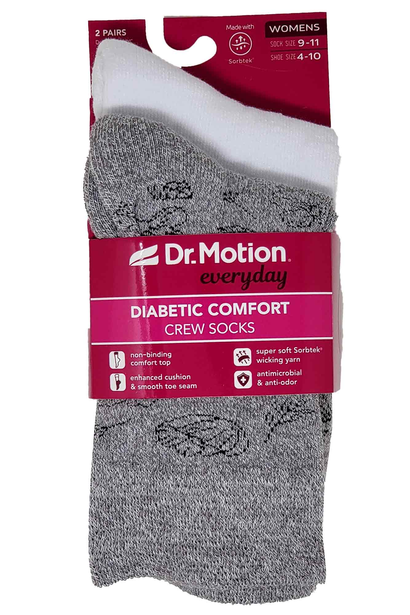 Crew Diabetic Socks | Floral Outline Half-Cushion | Dr Motion ( 2 Pack )