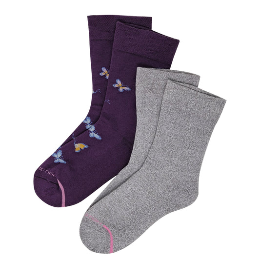 Crew Diabetic Socks | Butterflies Half-Cushion | Dr Motion (2 Pack)