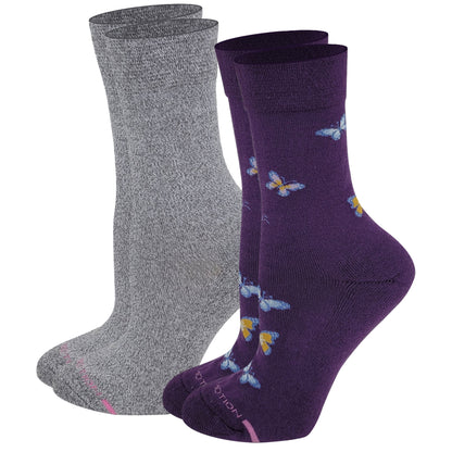 Crew Diabetic Socks | Butterflies Half-Cushion | Dr Motion (2 Pack)