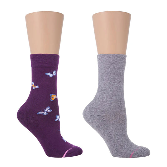 Crew Diabetic Socks | Butterflies Half-Cushion | Dr Motion (2 Pack)