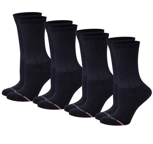 Crew Diabetic Socks | Black White Half-Cushion | Dr Motion ( 4 Pack )