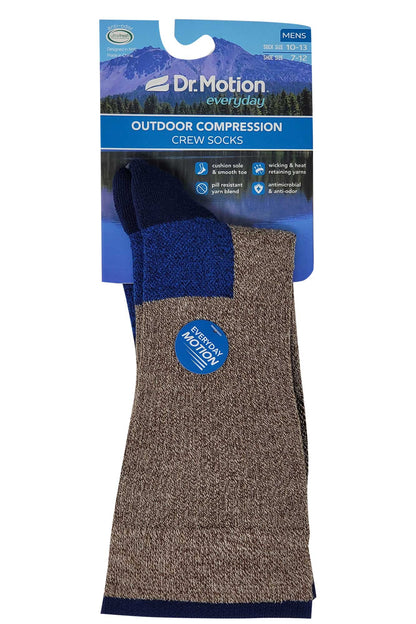 Dr. Motion men's compression crew socks showing breathable mesh and ankle support