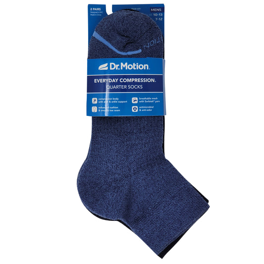 Quarter Compression Socks | Dr Motion Half-Cushion | Solid (2 Pack)