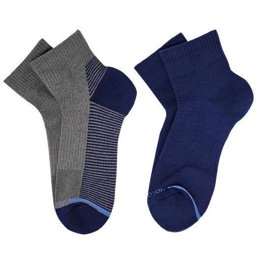 Quarter Compression Socks | Dr Motion Half-Cushion | Stripes (2 Pack)