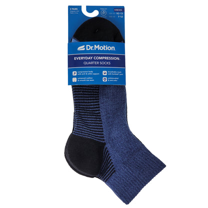 Quarter Compression Socks | Dr Motion Half-Cushion | Stripes (2 Pack)