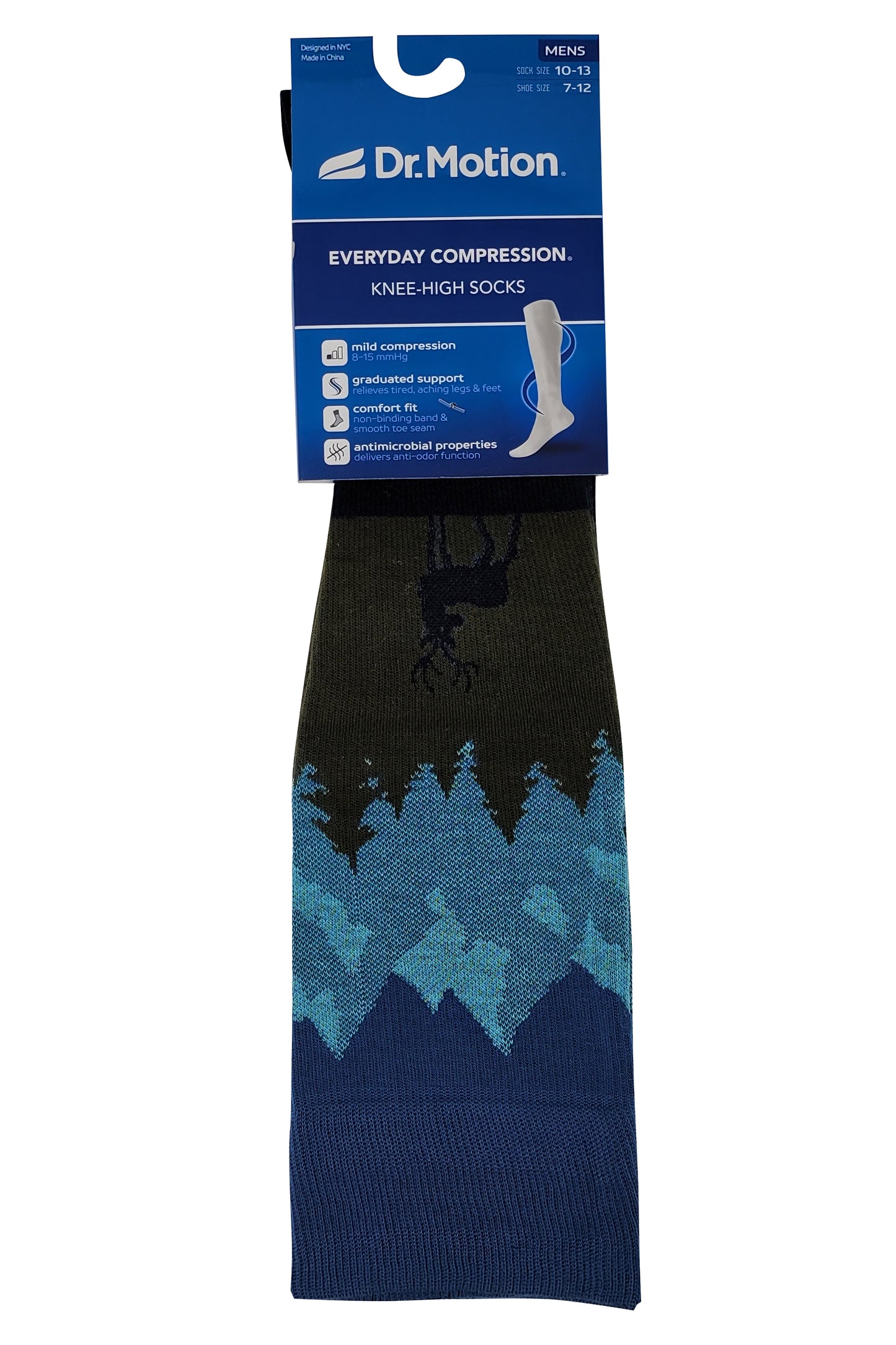 Knee-High Compression Socks | Mountain Deer | Dr Motion Men's (1 Pair)