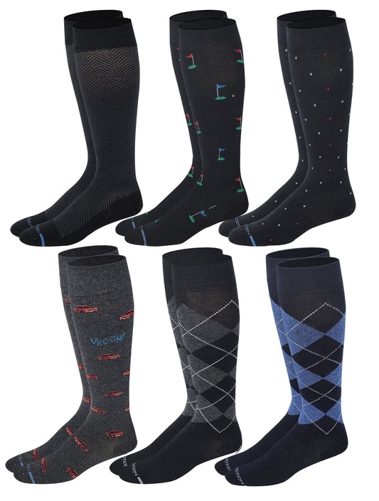 Knee-High Compression Socks | Assorted | Dr Motion Men's (6 Pairs)