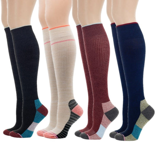 Knee-High Compression Socks | Outdoor Half-Cushion | 8-15 mmHg Dr Motion ( 4 Pairs )