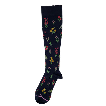 Dr. Motion Knee High Compression Socks | Navy Floral | Women's (1 Pair)