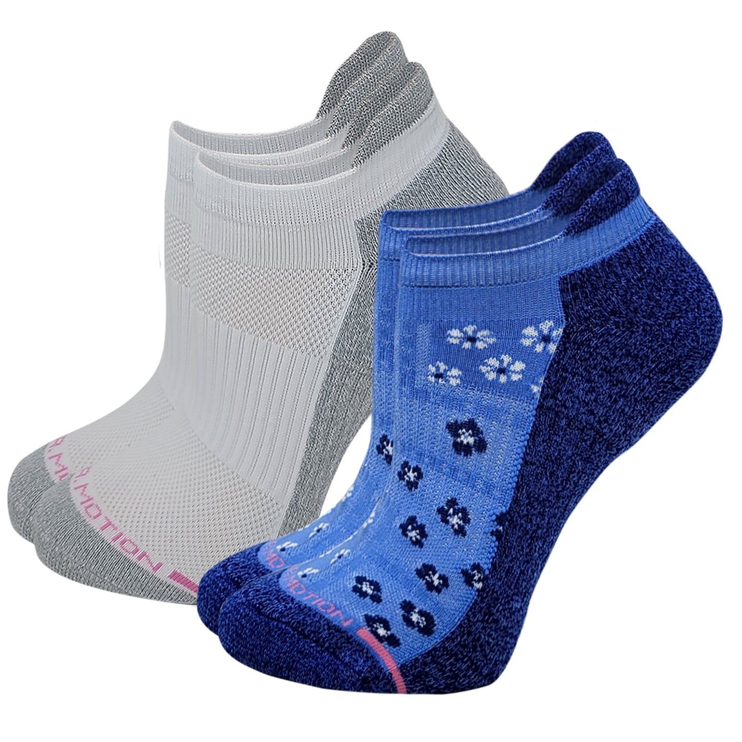 Everyday Compression Ankle Socks | Dr Motion Socks | Women's | Blue Flowers (2 Pack)