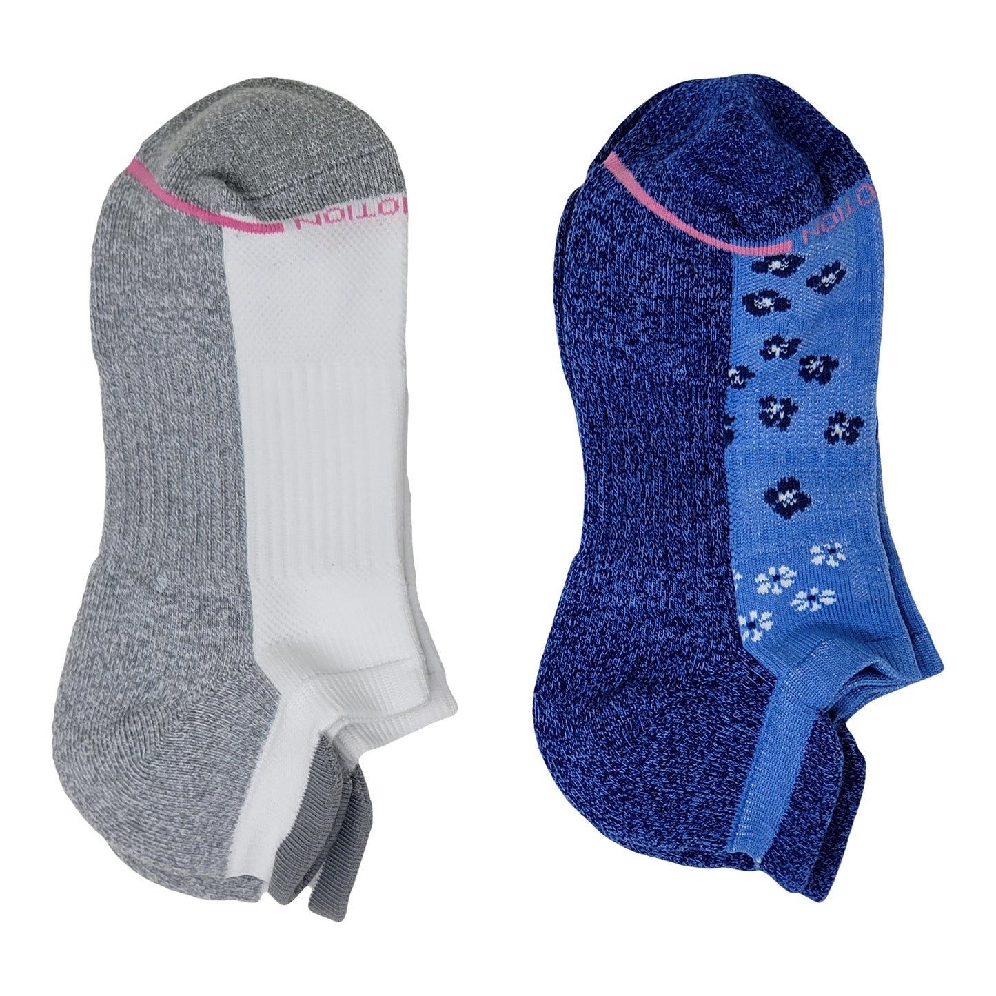 Everyday Compression Ankle Socks | Dr Motion Socks | Women's | Blue Flowers (2 Pack)