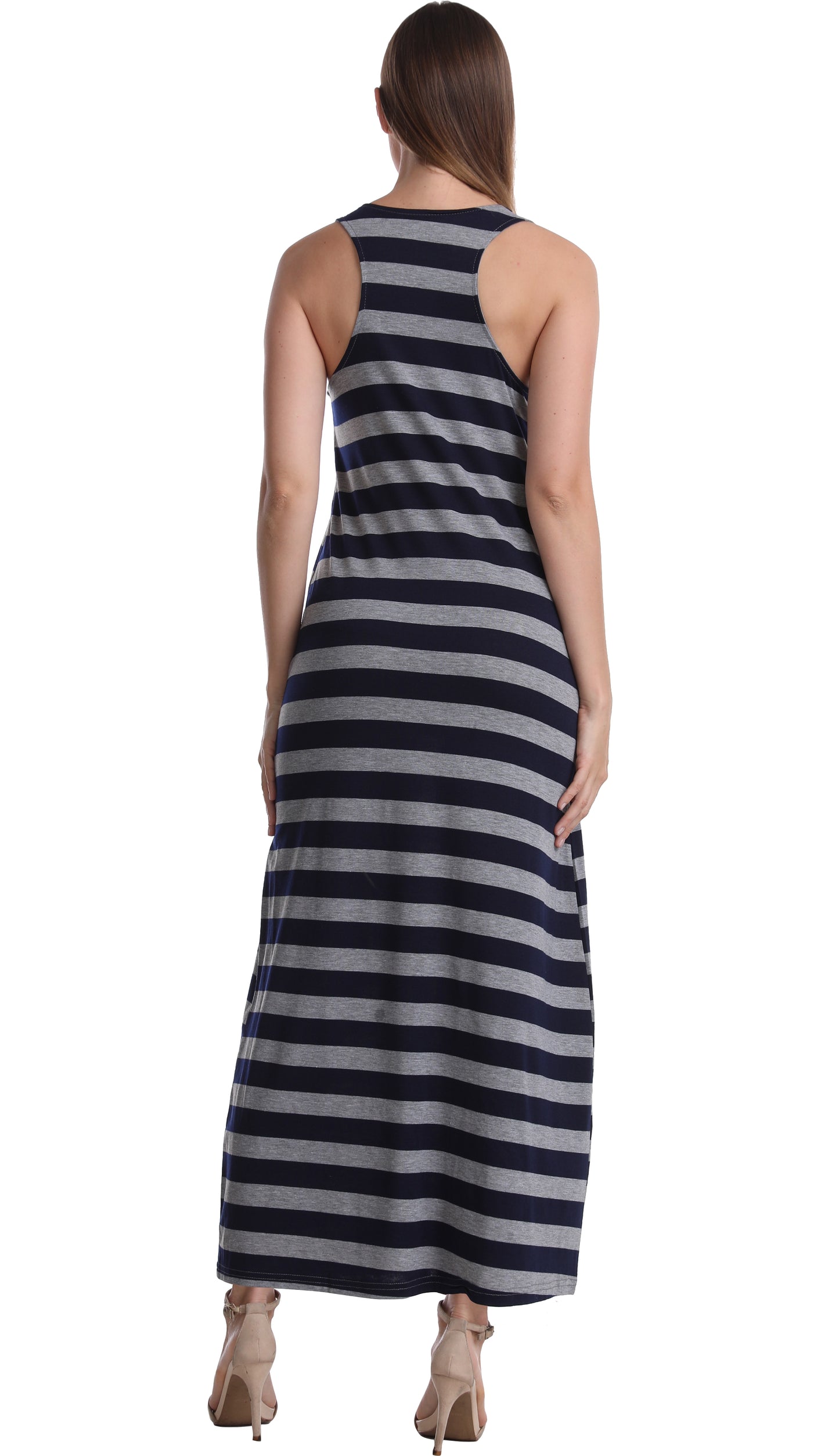 SUMONA Women Long Stripe Tank Tops Ankle Length Maxi Dress