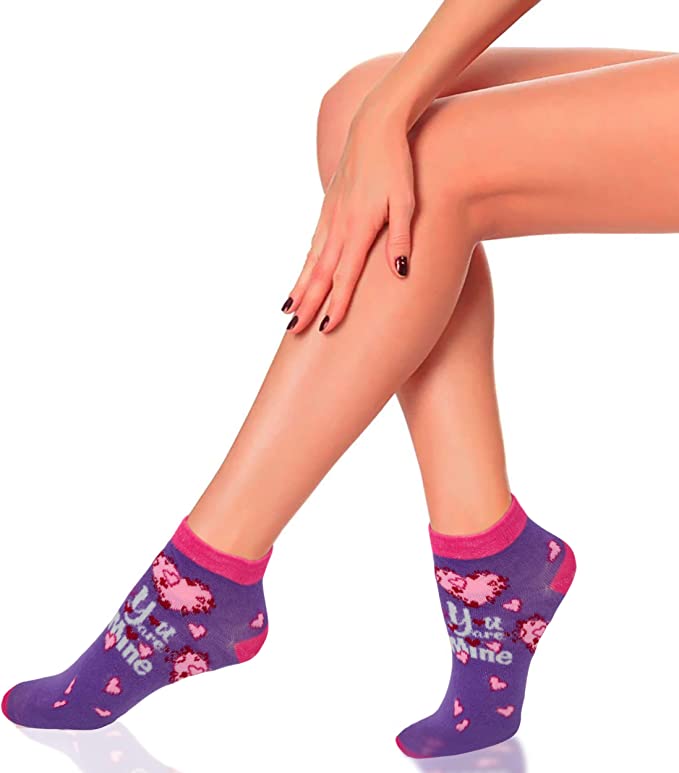 12 Pairs Pack Women Low Cut Hearts Design Anklet Socks 9-11