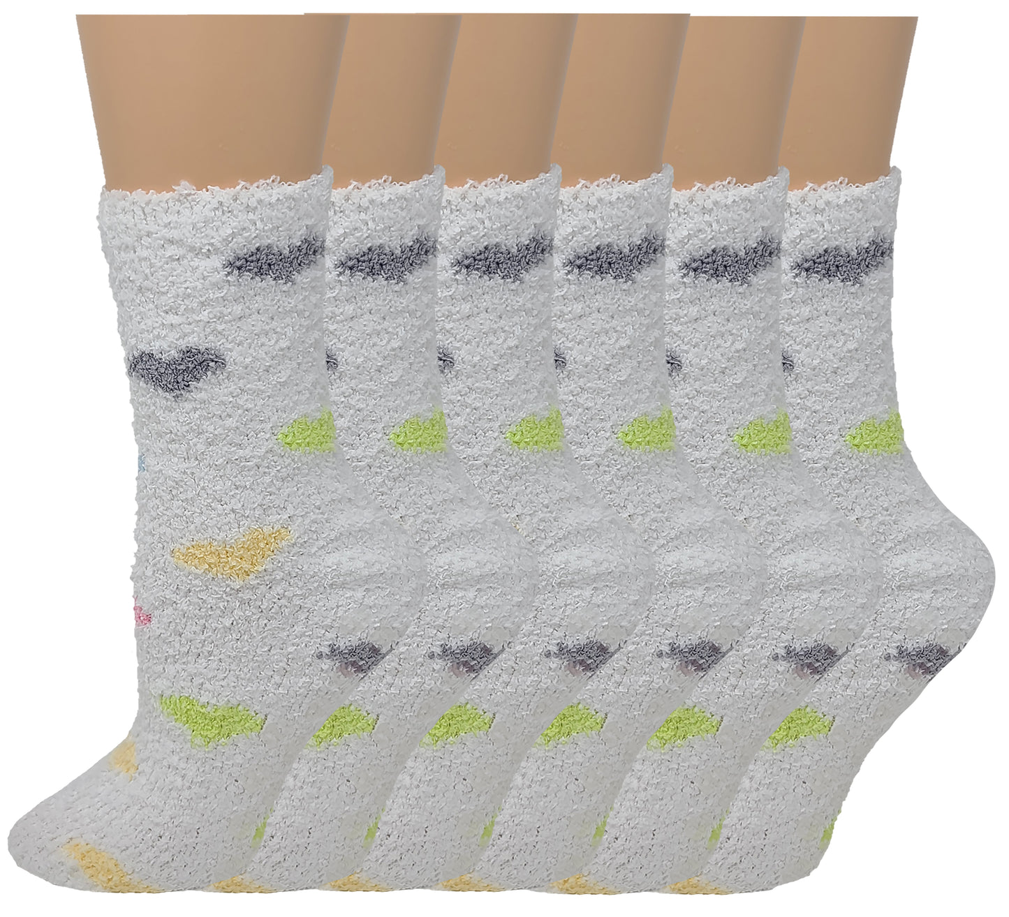 Non-slip Hospital Slipper Socks | Cozy Fuzzy Socks | Women (6 Pairs)