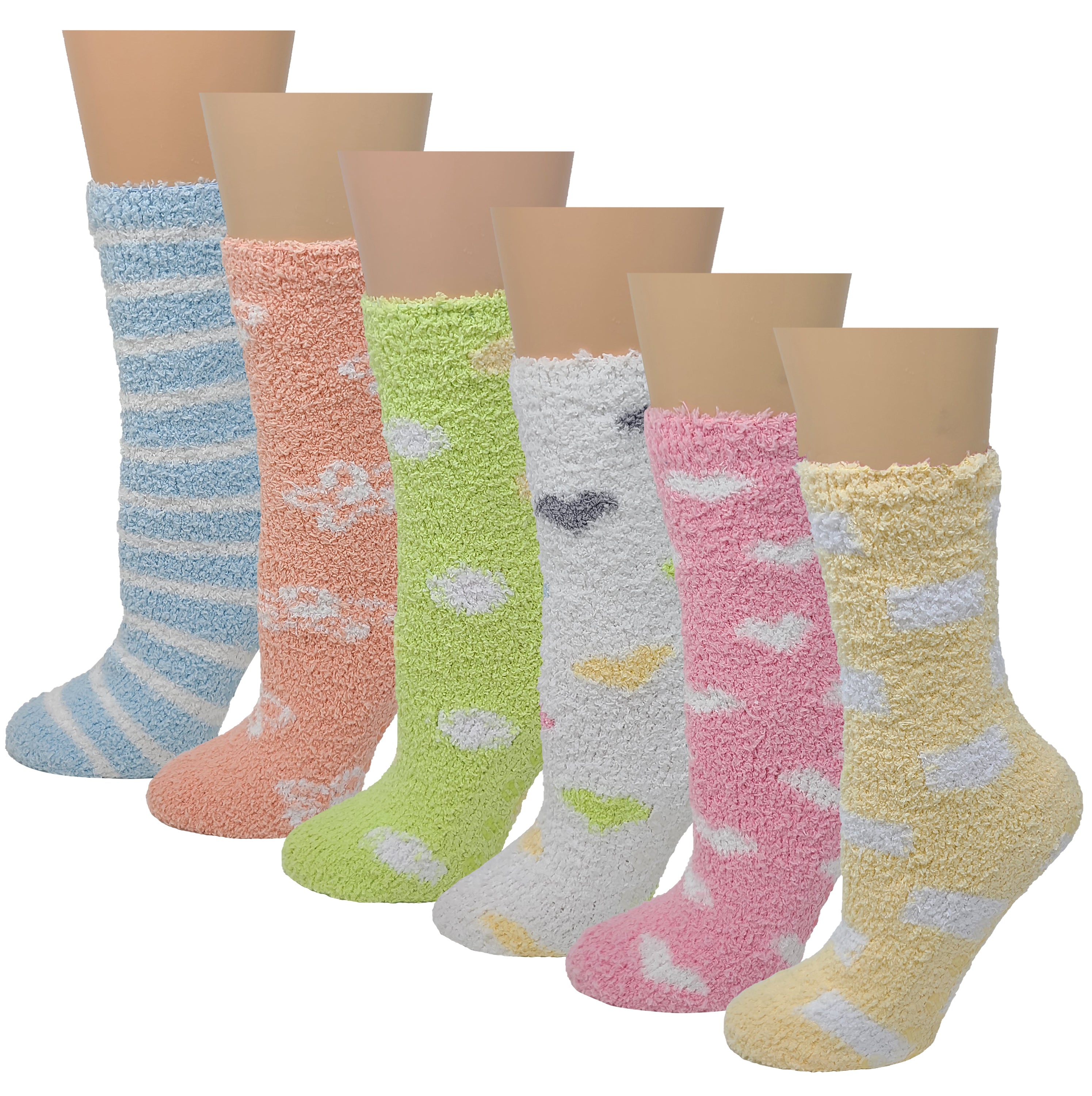 Non slip Hospital Slipper Socks Cozy Fuzzy Socks Women 6 Pairs