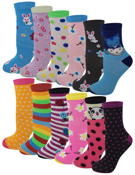 Girls Crew Socks, Pretty Fun Novelty Design