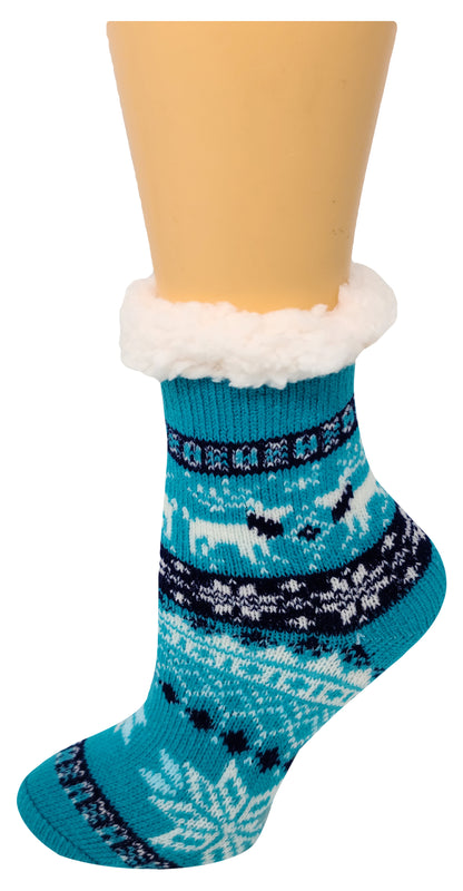 Non-Skid Slippers Socks | Sherpa Fleece Lined with Gripper | Kids (6 Pairs)