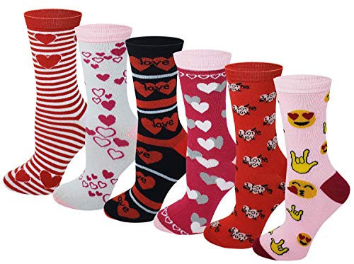Sumona 6 Women Pairs Valentine's Day Fancy Design Crew Socks