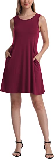 Women's Sleeveless Loose Plain Dresses T Shirt Tank Casual Short Dress with Pockets Navy / Medium Women's Sleeveless Loose Plain Dresses T Shirt Tank Casual Short Dress with Pockets Navy / Medium