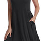 Women's Sleeveless Loose Plain Dresses T Shirt Tank Casual Short Dress with Pockets