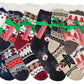 Non-Skid Slipper Socks | Sherpa Fleece Lined with Grippers Christmas | Unisex (6 Pairs)