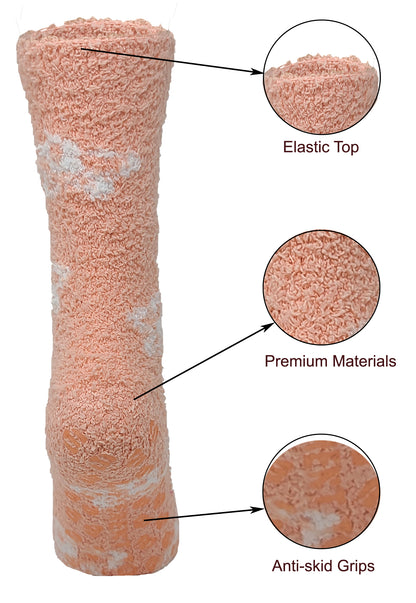 Non-slip Hospital Slipper Socks | Cozy Fuzzy Socks | Women (6 Pairs)