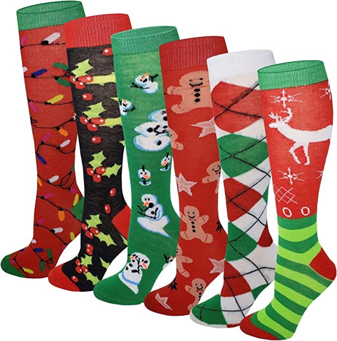 6 Pairs Children's Christmas Knee High Socks
