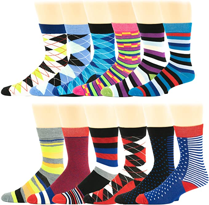 Dress Socks | Assorted Design | Men's 12 Pairs