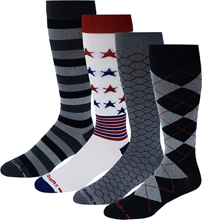 Compression Knee High Socks | Men's USA Big & Tall (4 Pairs)