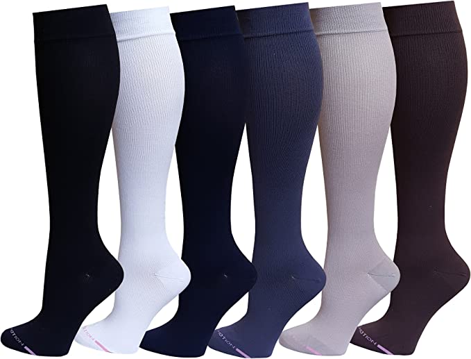 Knee High Graduated Compression Socks | 8-15 mmHg Assorted | Women (6