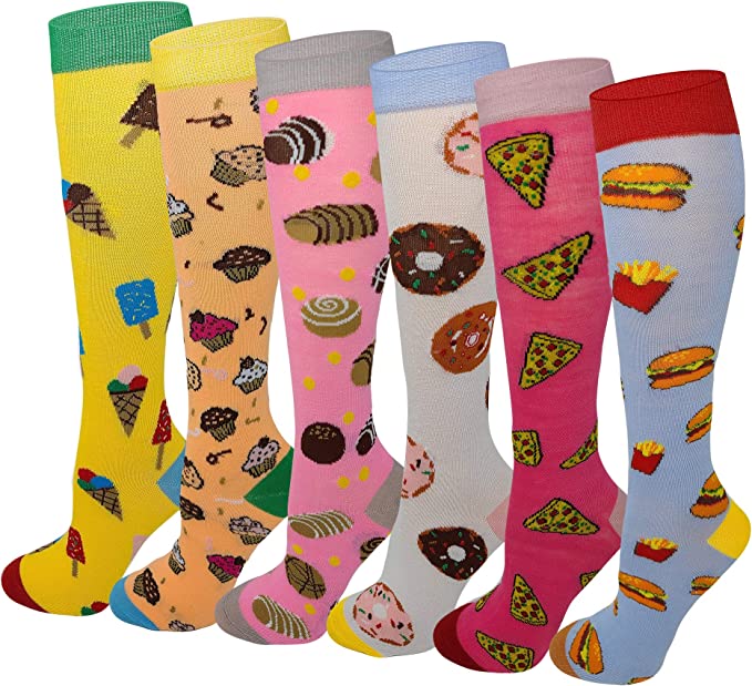 6 Pairs Children's Food Design Knee High Socks