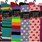 6 Pairs Pack Women Multi Neon Polka Dot Hearts Color Fancy Design Thigh High Over the Knee Socks