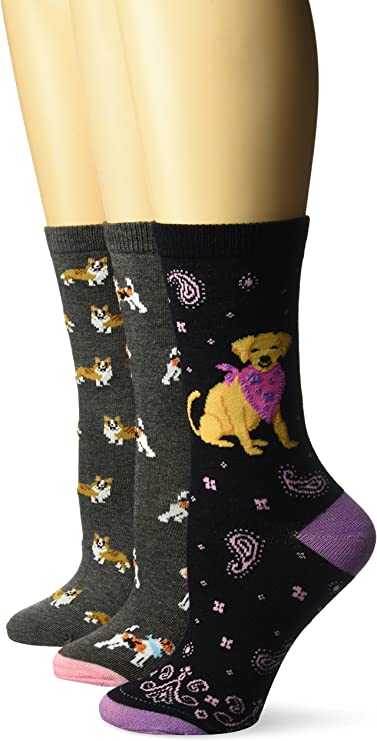 Crew Acrylic Socks | Novelty Assorted Design | Davco Women's (3 Pairs)