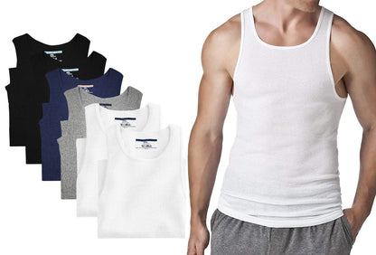 Different Touch  Men's Big and Tall Muscle Ribbed Tank Tops  Underwear Shirts 