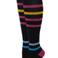 Women Black Stripes Graduated  Compression Knee High Socks