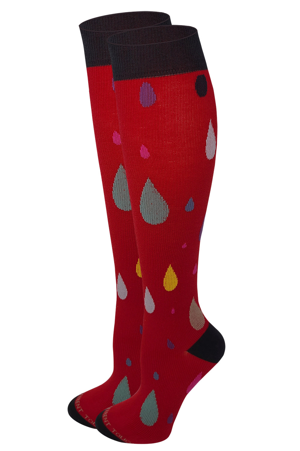 Women Red Water Drop Graduated  Compression Knee High Socks