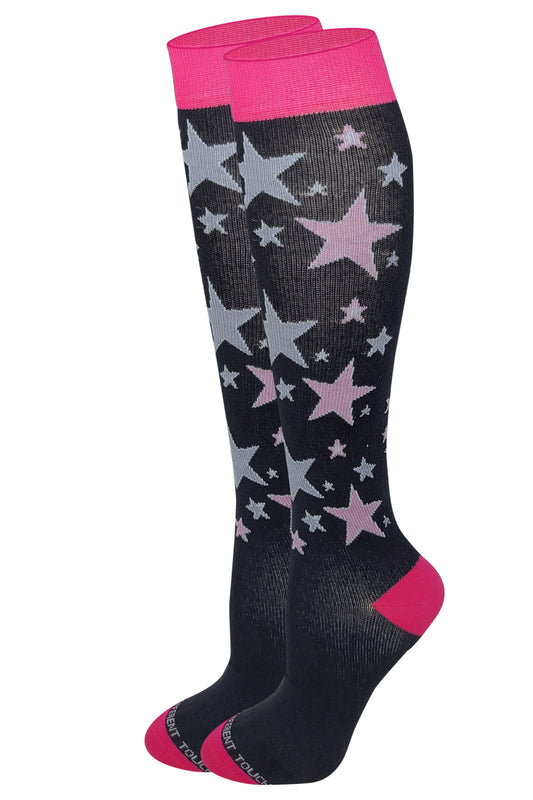 Compression Knee High Socks | Stars Design | Womens (1 Pair)