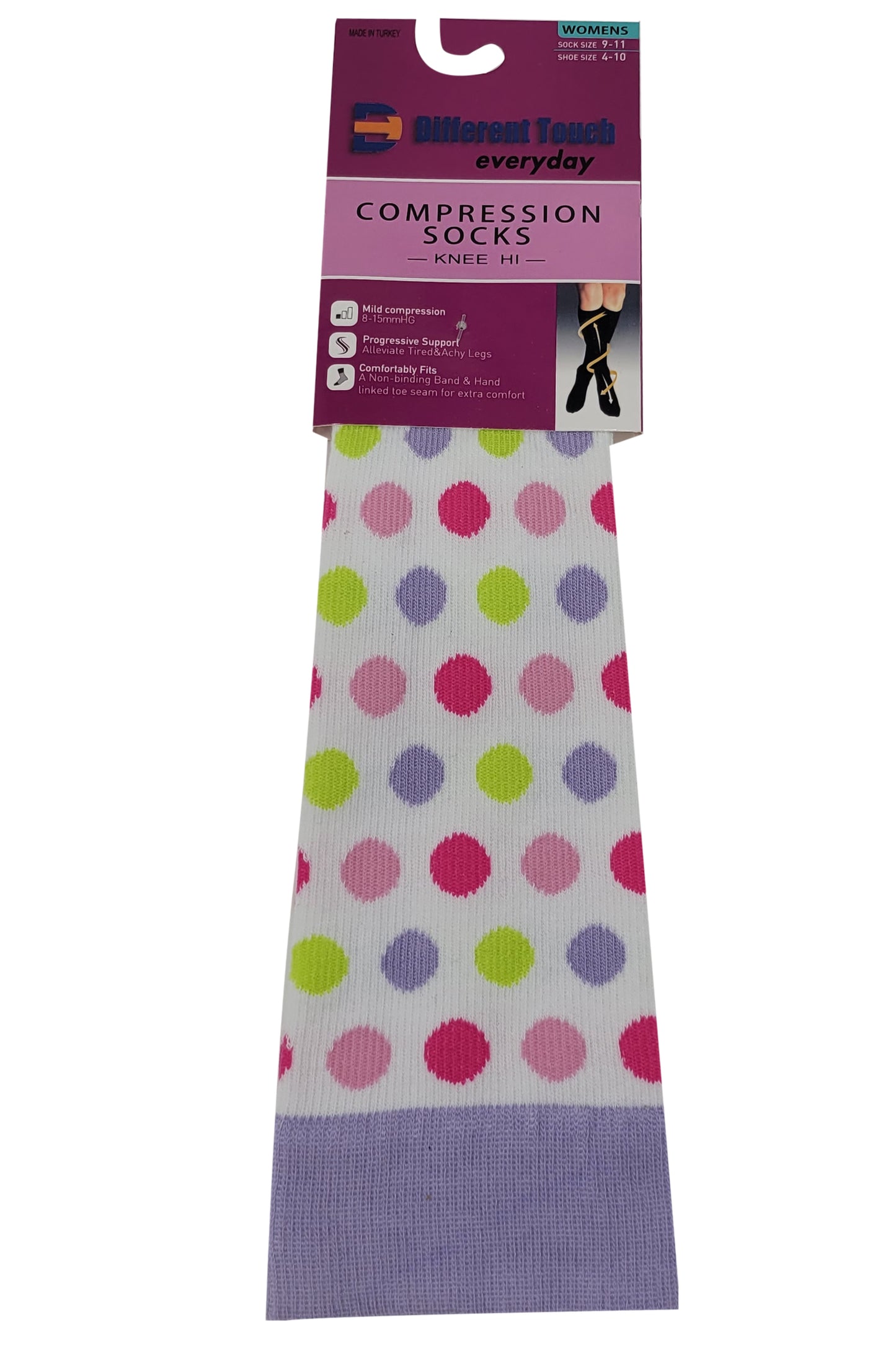 Different Touch Women Mini Dots Design Compression Knee High Socks