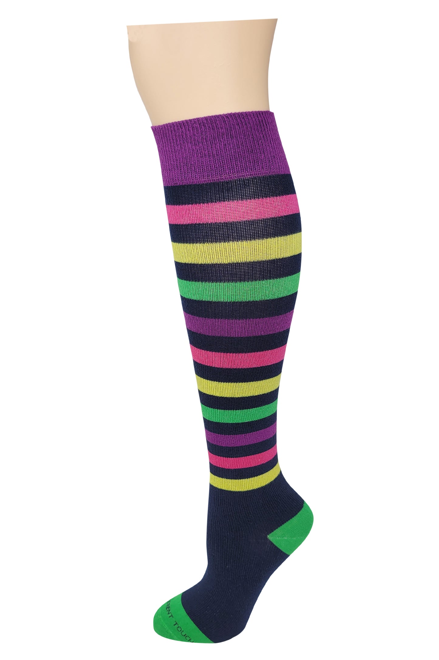 Compression Knee High Socks | Colorful Stripes Design | Women (1 Pair)