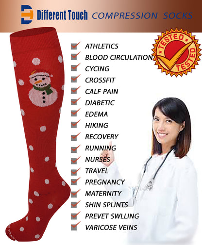 Compression Knee High Socks | Christmas Design