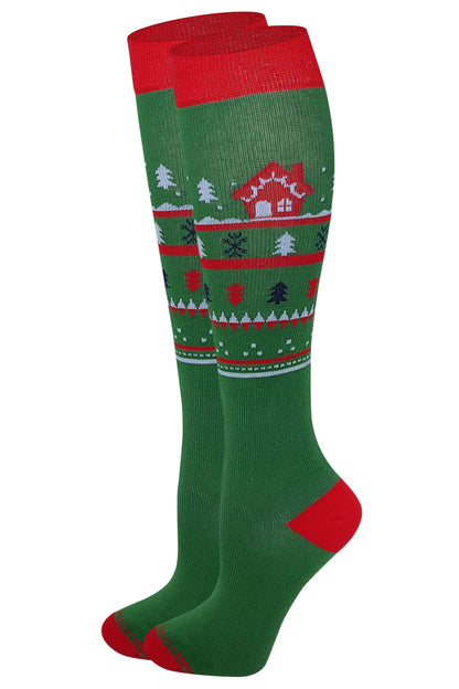 Women’s Christmas Compression Knee High Socks | 8–15 mmHg | Festive Designs (1 Pair)