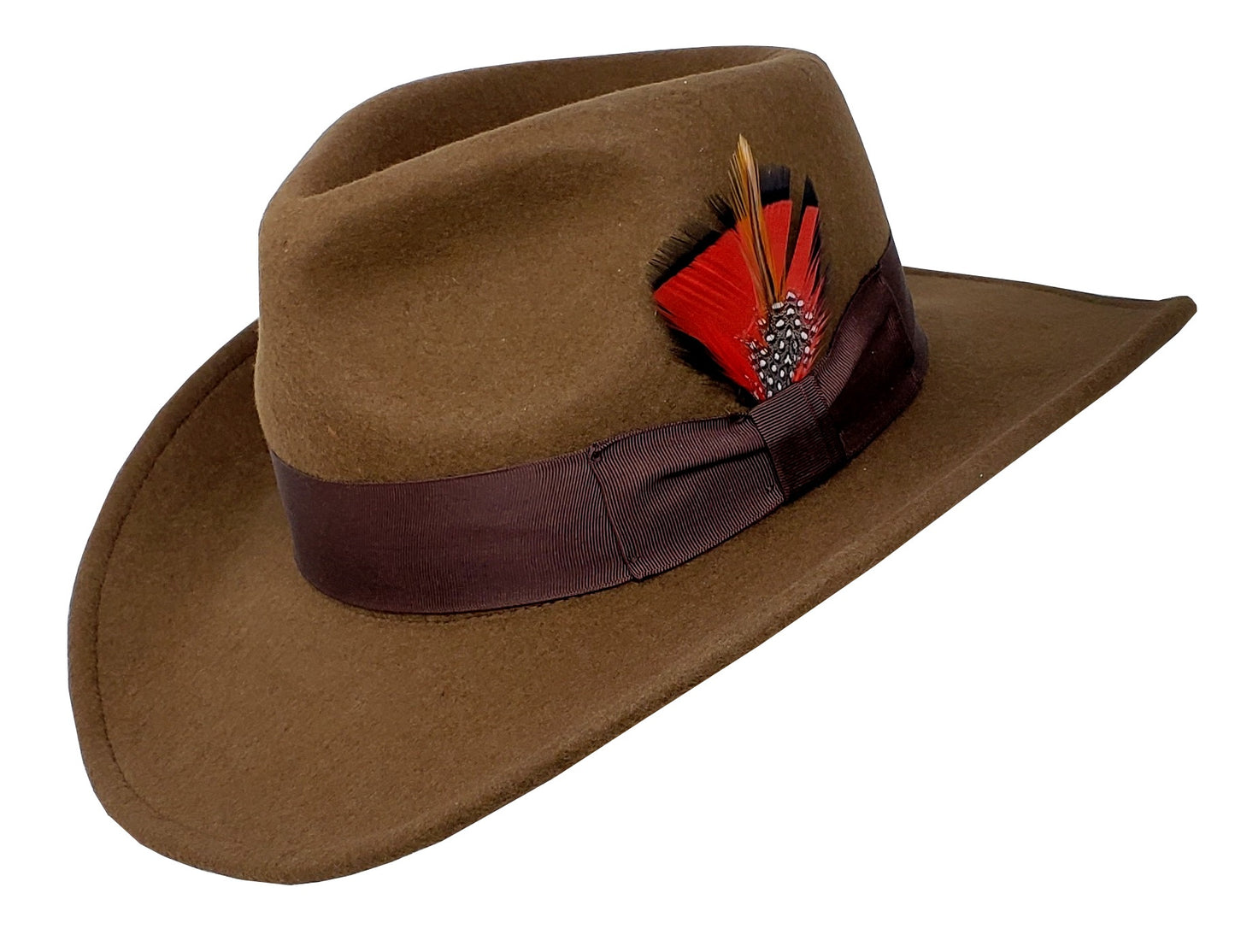 Different Touch Indiana Jones Outback Cowboy Crushable Wool Fedora Hat