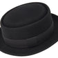 Pork Pie Flat Top Hat | 100% Wool | Robert Pattern Black Lined Band