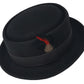 Pork Pie Flat Top Hat | 100% Wool | Robert Pattern Black Lined Band