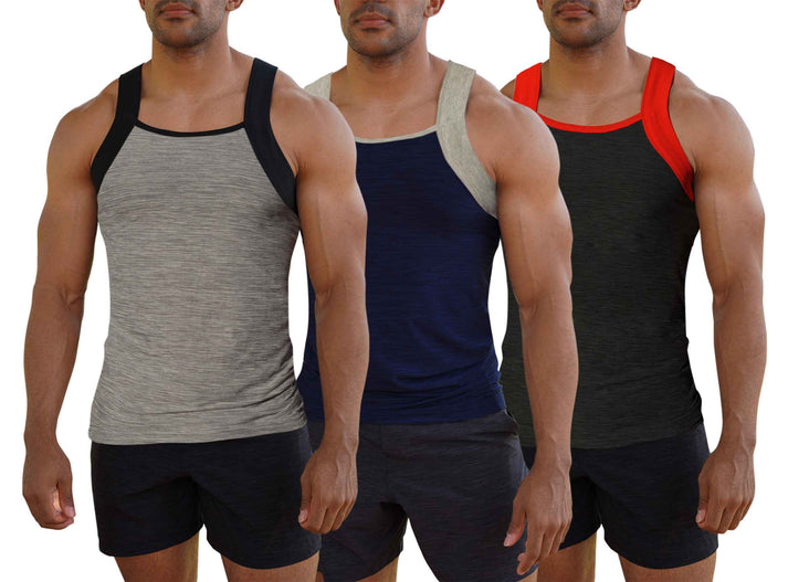 Different Touch Men's Dry Fit Square Cut Contrast Color Tank Tops