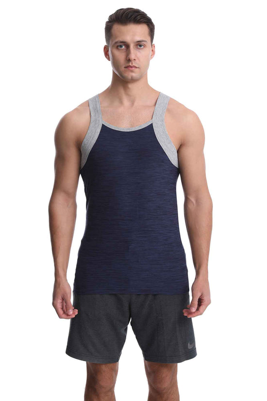 Different Touch Men's Dry Fit Square Cut Contrast Color Tank Tops