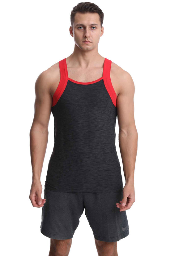 Different Touch Men's Dry Fit Square Cut Contrast Color Tank Tops
